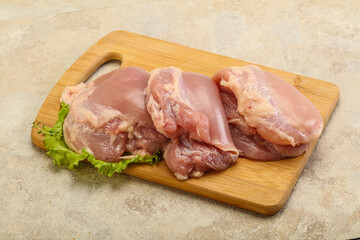 Raw chicken boneless and skinless leg