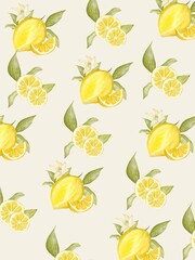 Watercolor lemon paper texture and pattern