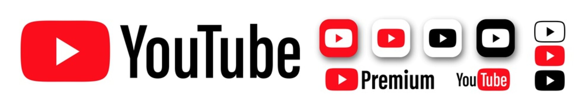 Youtube Logo Icon Play Button. Video Social Media App Symbol Isolated You Tube On White Background