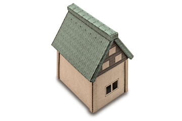 Model of the house isolated on white background. Concept for real estate advertising. Buying, selling renting a house.