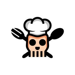 Simple Mascot Vector Logo Design shape skull chef