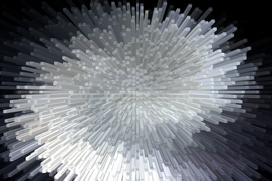 Illustration of grayscale abstract pattern in shape of exploiding