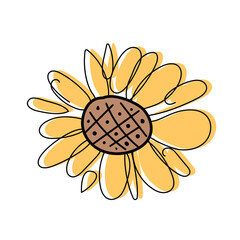 Sunflower flower isolated on white background. Vector illustration