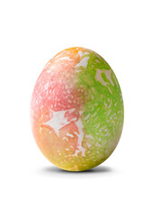 Colored egg with shadow on white background