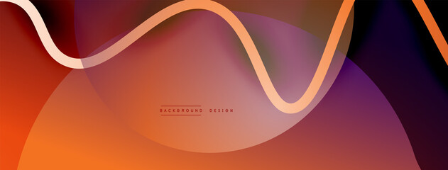 Abstract gradient background with wave line with shadow effect. Geometric composition. 3D shadow effects and fluid gradients