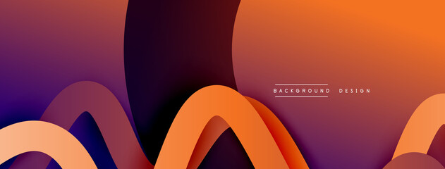 Abstract gradient background with wave line with shadow effect. Geometric composition. 3D shadow effects and fluid gradients