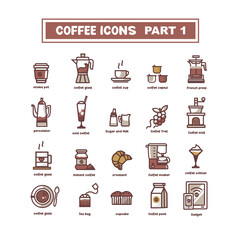 coffee icon set for menus part 1