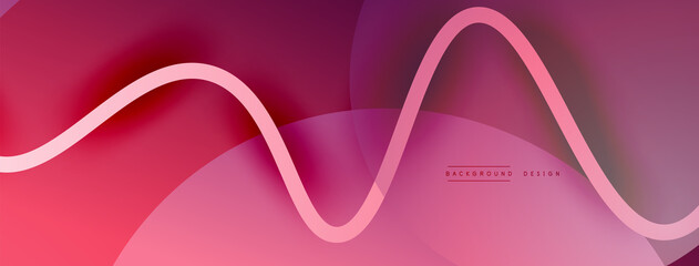 Abstract gradient background with wave line with shadow effect. Geometric composition. 3D shadow effects and fluid gradients