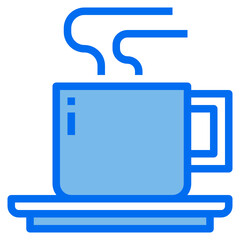 hot coffee blue line icon