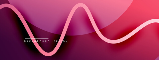 Abstract gradient background with wave line with shadow effect. Geometric composition. 3D shadow effects and fluid gradients