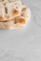 Dough for pinsa romana on light background. Gourmet italian cuisine.