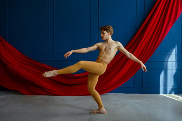 Male ballet dancer, training in dancing class