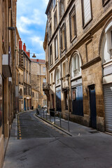 The streets of the old town in the center of Bordeaux. France