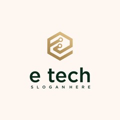 Tech letter e logo letter e logo design template technology logo icon