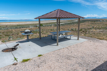 An overlooking landscape view of Antelope Island SP, Utah