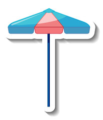 Sticker template with summer beach umbrella isolated