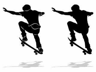 silhouette of a skateboarder, vector drawing