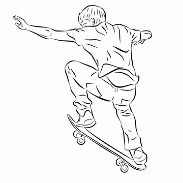 illustration of a skateboarder, vector drawing