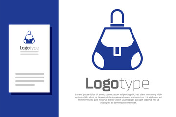 Blue Handbag icon isolated on white background. Female handbag sign. Glamour casual baggage symbol. Logo design template element. Vector