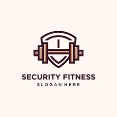 fitness sports fitness logo icon vector template with shield , fitness security logo