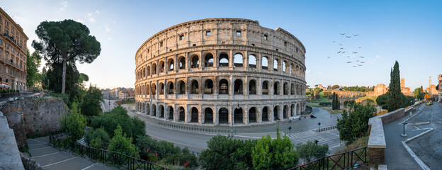 Panoramic view of the Colosseum in Rome, Italy