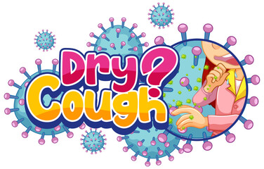Dry Cough font in cartoon style isolated on white background