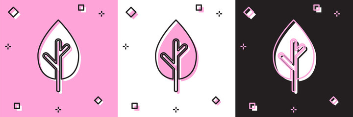 Fototapeta premium Set Tree icon isolated on pink and white, black background. Forest symbol. Vector
