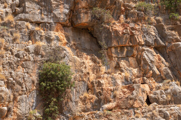 Wall built from natural stone. Stone texture background.
