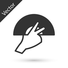 Obraz premium Grey Female hand with open fan flamenco accessory icon isolated on white background. Vector