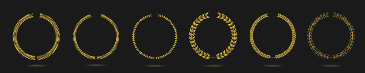 Golden laurel wreath label set