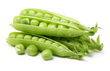 Fresh peas on white background