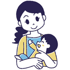 子供をだっこしているお母さん