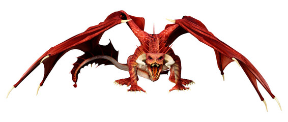 3D Rendering Fairy Tale Dragon on White