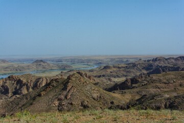 The Ili River in Kazakhstan. Tamgaly-Tas. Cave drawings. 