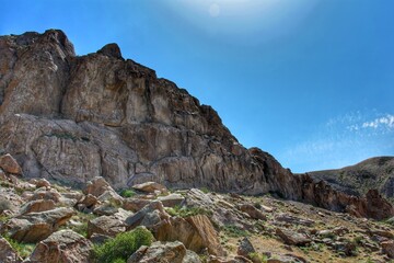The Ili River in Kazakhstan. Tamgaly-Tas. Cave drawings. 