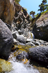 Dos Aguas, Barranco de las Angustias,Taburiente River, Barranco Almendro Amargo, Caldera de Taburiente National Park, Biosphere Reserve, ZEPA, LIC, La Palma, Canary Islands, Spain, Europe