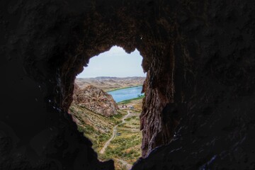 The Ili River in Kazakhstan. Tamgaly-Tas. Cave drawings. 