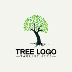 Tree logo icon vector illustration design.Vector silhouette of a tree templates of tree logo and roots  tree of life design illustration