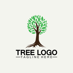 Tree logo icon vector illustration design.Vector silhouette of a tree templates of tree logo and roots  tree of life design illustration