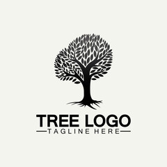 Obraz premium Tree logo icon vector illustration design.Vector silhouette of a tree templates of tree logo and roots tree of life design illustration