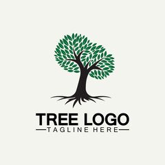 Tree logo icon vector illustration design.Vector silhouette of a tree templates of tree logo and roots  tree of life design illustration