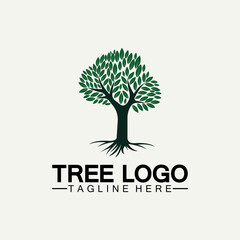 Tree logo icon vector illustration design.Vector silhouette of a tree templates of tree logo and roots  tree of life design illustration