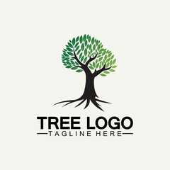 Obraz premium Tree logo icon vector illustration design.Vector silhouette of a tree templates of tree logo and roots tree of life design illustration