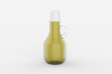 small Clear Glass Olive Oil Bottle Mockup isolated white background. 3d illustration