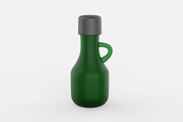 small Clear Glass Olive Oil Bottle Mockup isolated white background. 3d illustration