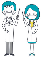 マスクを着けた男女の医師