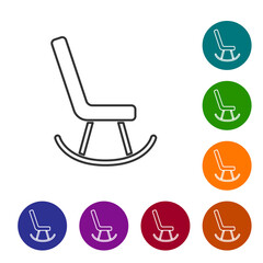 Black line Armchair icon isolated on white background. Set icons in color circle buttons. Vector