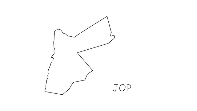 Jordan map animation line. Black line animation letters drawing on a white background.
