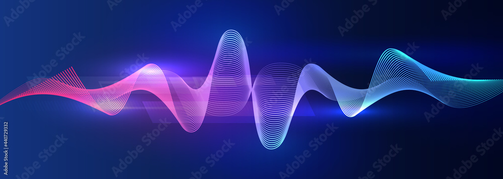 Poster abstract colorful flowing wavy lines. vector illustration music recording, audio equalizer. modern t