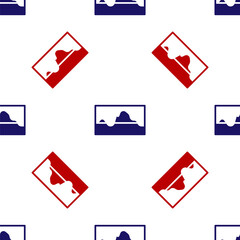 Blue and red Music wave equalizer icon isolated seamless pattern on white background. Sound wave. Audio digital equalizer technology, console panel, pulse musical. Vector